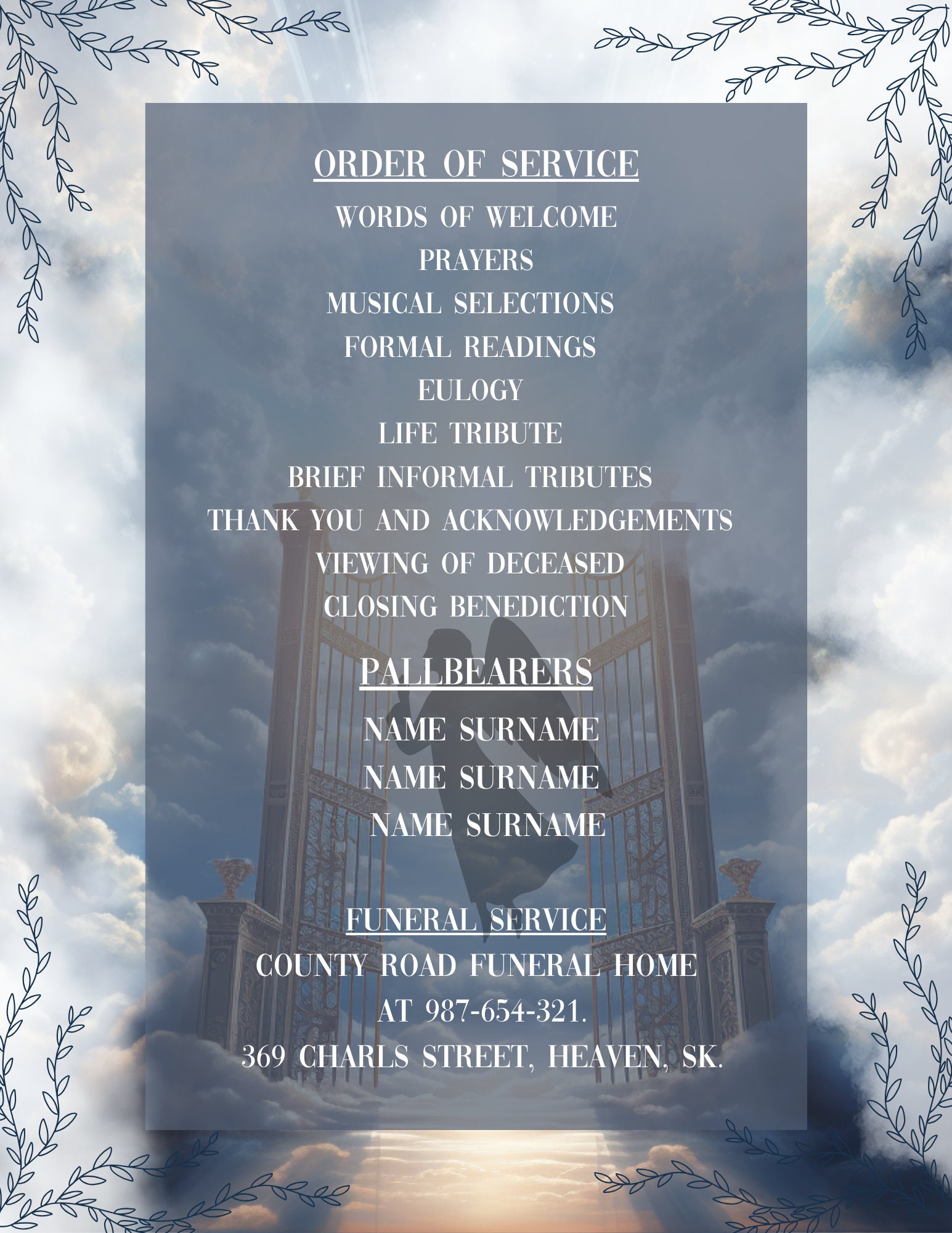 Memorial Service Template BUNDLE Death Announcement Flyer Template