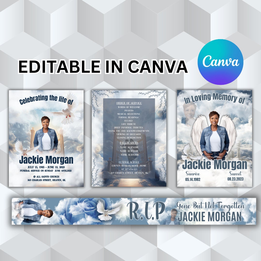 Memorial Service Template BUNDLE Death Announcement Flyer Template