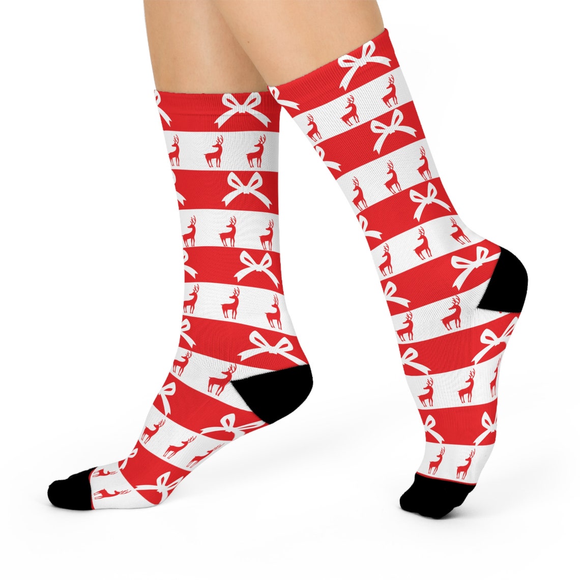 Reindeer & Bows Christmas Socks image 1