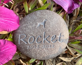 Custom pet memorial stones - pet memorial gifts - natural river stone carving - pet stones - pet tombstone - dog - cat - horse - parrot