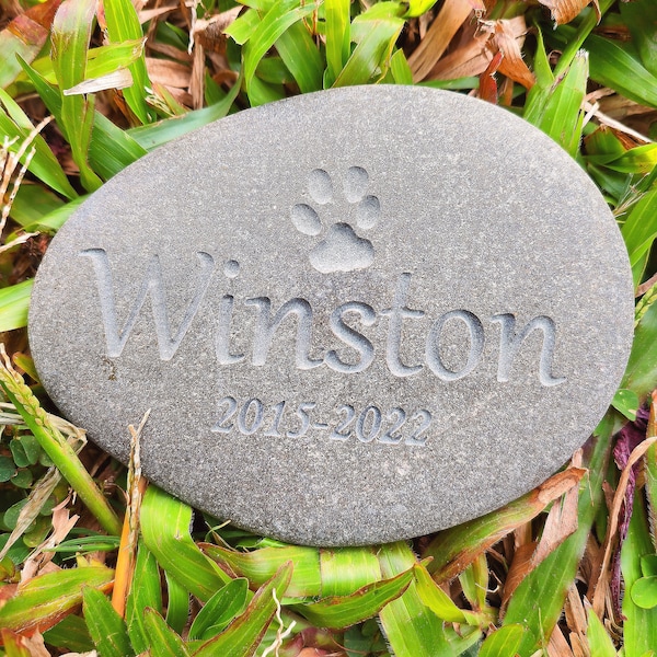 Piedra conmemorativa personalizada para mascotas Tributo personalizado para mascotas queridas Recuerdo grabado con sentimiento para mascotas