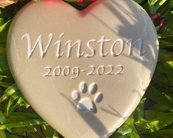 Custom Pet Memorial Stone | Personalized Heart-Shaped Marble | Eternal Tribute for Your Beloved Pet
