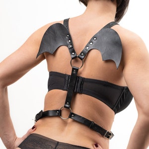 Leather Wings Harness, Winged Bra top harness, bat wings or bird, angel wings harness