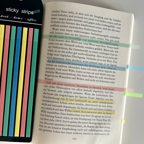 Lange Sticky Notes Streifen zum highlighten