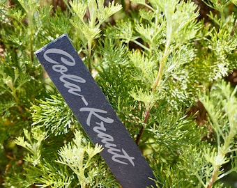 Plaques végétales gravées individuellement en ardoise, adaptées pour une utilisation en extérieur dans votre jardin, pots, balcon, herbes, légumes, idée cadeau.