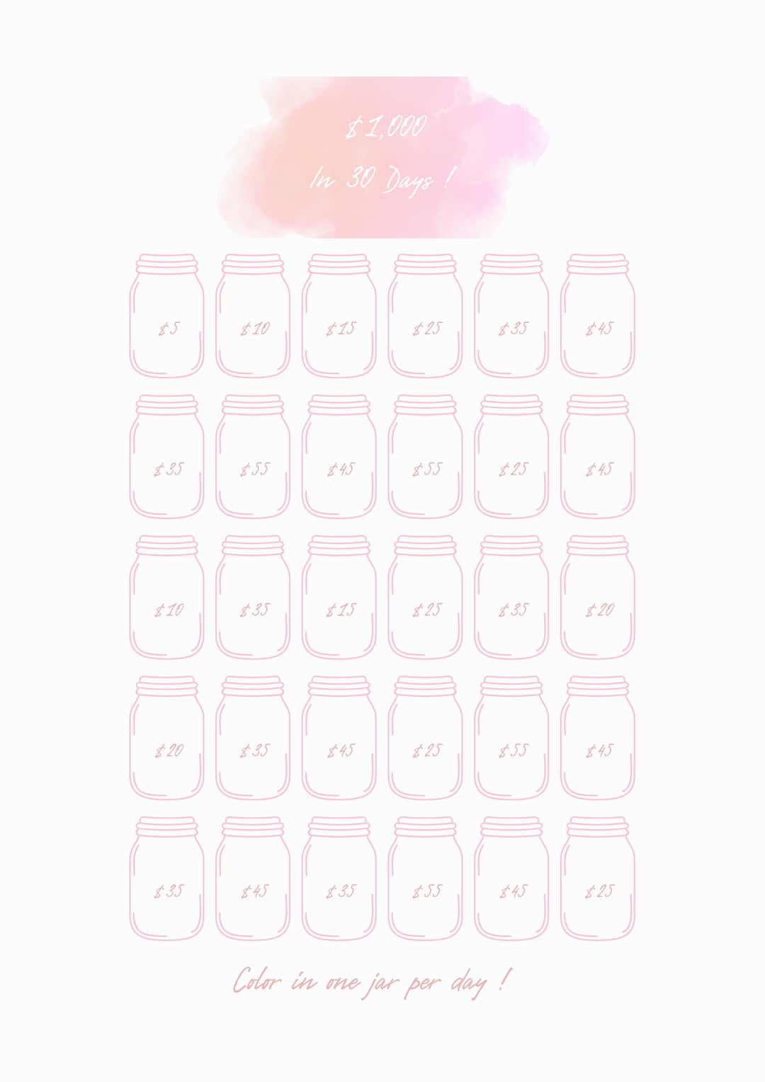 Savings Challenge Jars Digital Printable Budgeting Tracker - Etsy