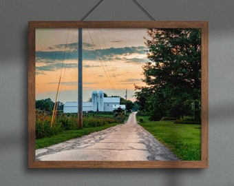 Midwest Barn Sonnenuntergang Druck | Bauernhaus Wand Kunst | Amerikanische Landschaftsfotografie | Sonnenuntergang Bauernhof Poster
