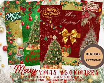 Christmas Bookmarks Printable Set of 10 | Festive Holiday Bookmarks | Cute Winter Reading Gift | Instant Download | Christmas Planner & Book