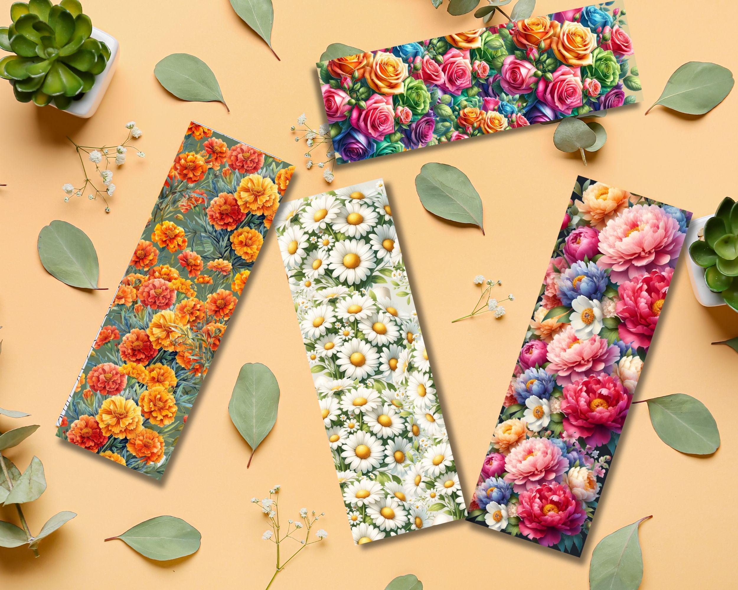 Assorted Floral Printable Bookmarks for Book Lovers, Flower Art ...