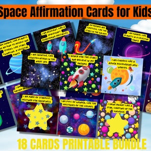 Cartes d'affirmation de l'espace pour enfants | Citations mignonnes d'espace d'astronaute | Affirmations encourageantes | Boosters d'estime de soi | Cartes d'apprentissage amusantes