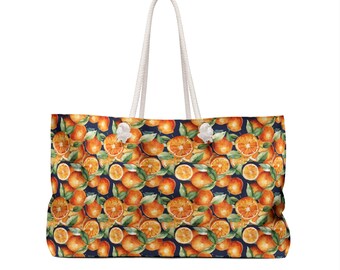 Bright Oranges Print Weekender Bag - Travel in Style!, Travel Essentials, Vivid Print, Beach bag, Tropical Fruits Design Weekender Bag