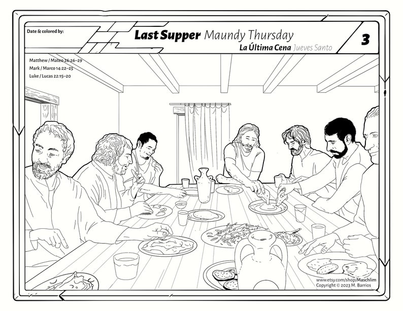 Holy Week Last Supper Coloring Drawing - Etsy
