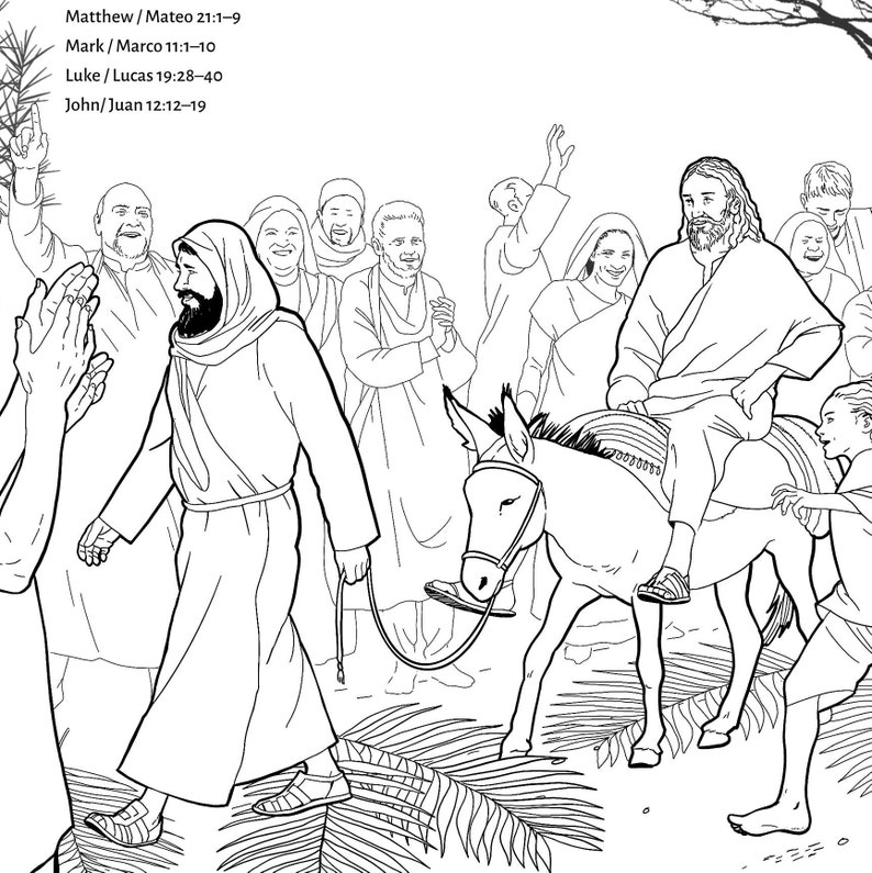 Holy Week Triumphal Entry Coloring Drawing Etsy