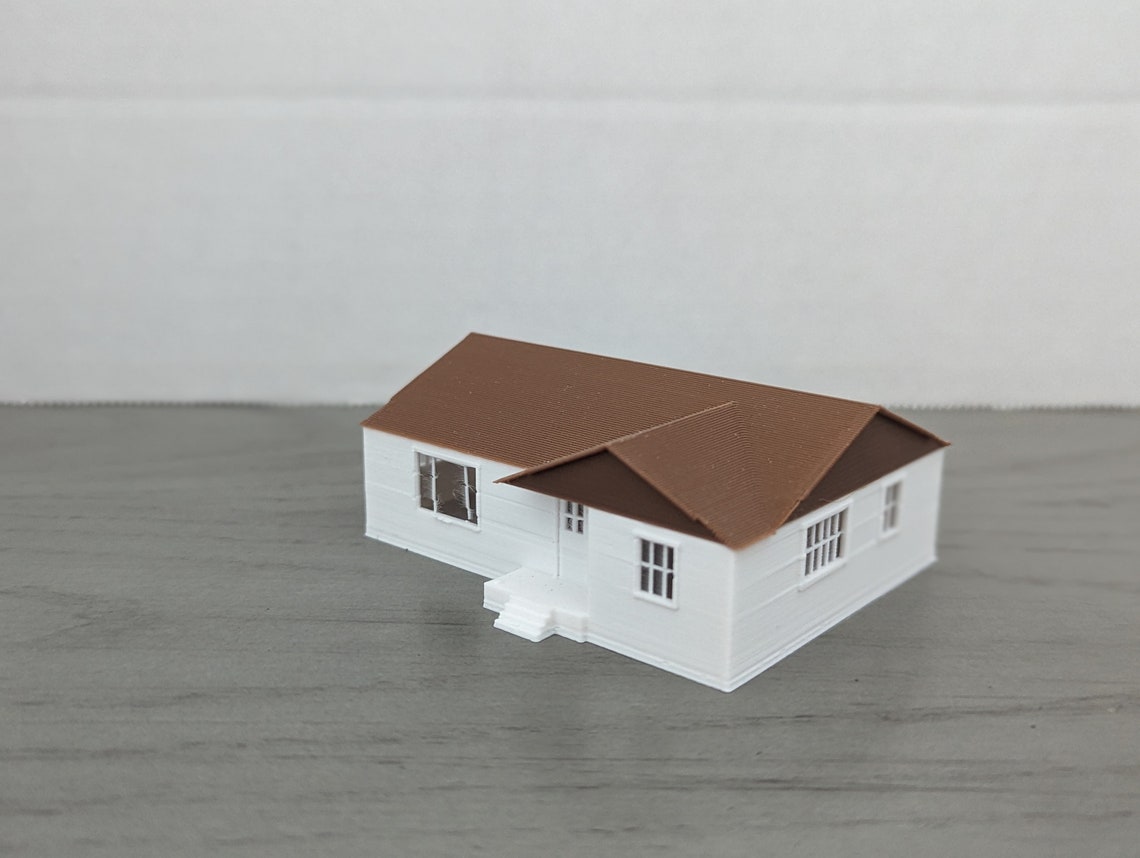 Scale Model Ranch House N Scale House Small Ranch Style - Customize Your Colors - 3D Printed ...