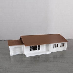 N Scale House Ranch Style with Garage - Customize your colors - 3D Printed - Model Trains