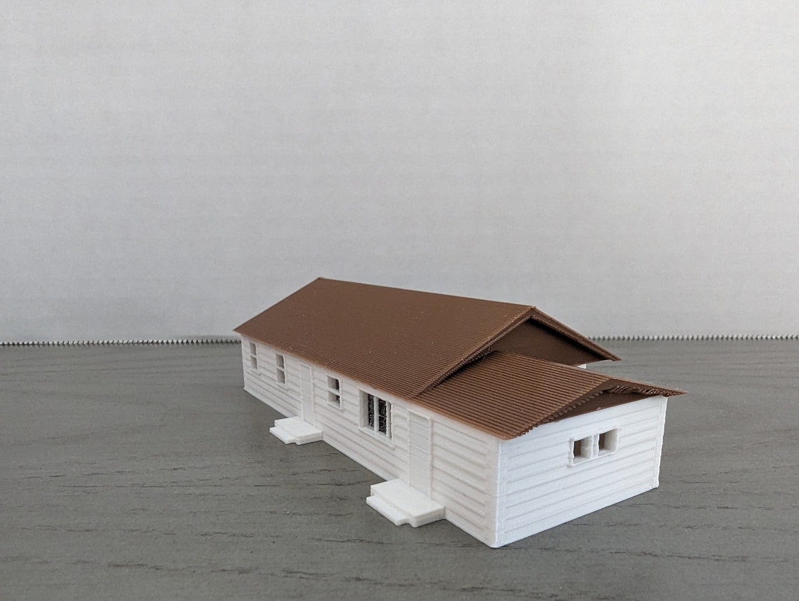 Scale Model Ranch House N Scale House Ranch Style With Garage - Customize Your Colors - 3D ...
