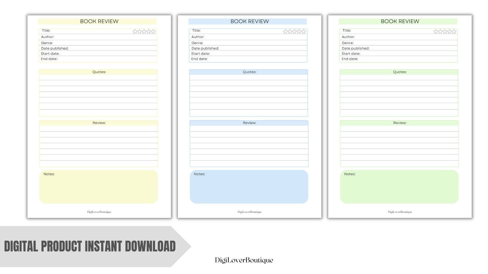 Book Review Tracker Printable Reading Journal Reading Planner - Etsy