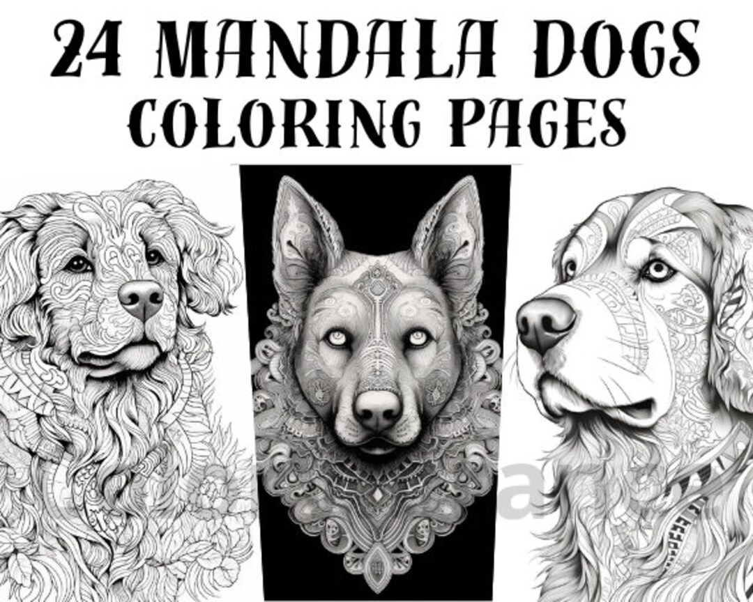 Mandala Dogs Coloring Pages: Digital Download of 24 Captivating Designs ...