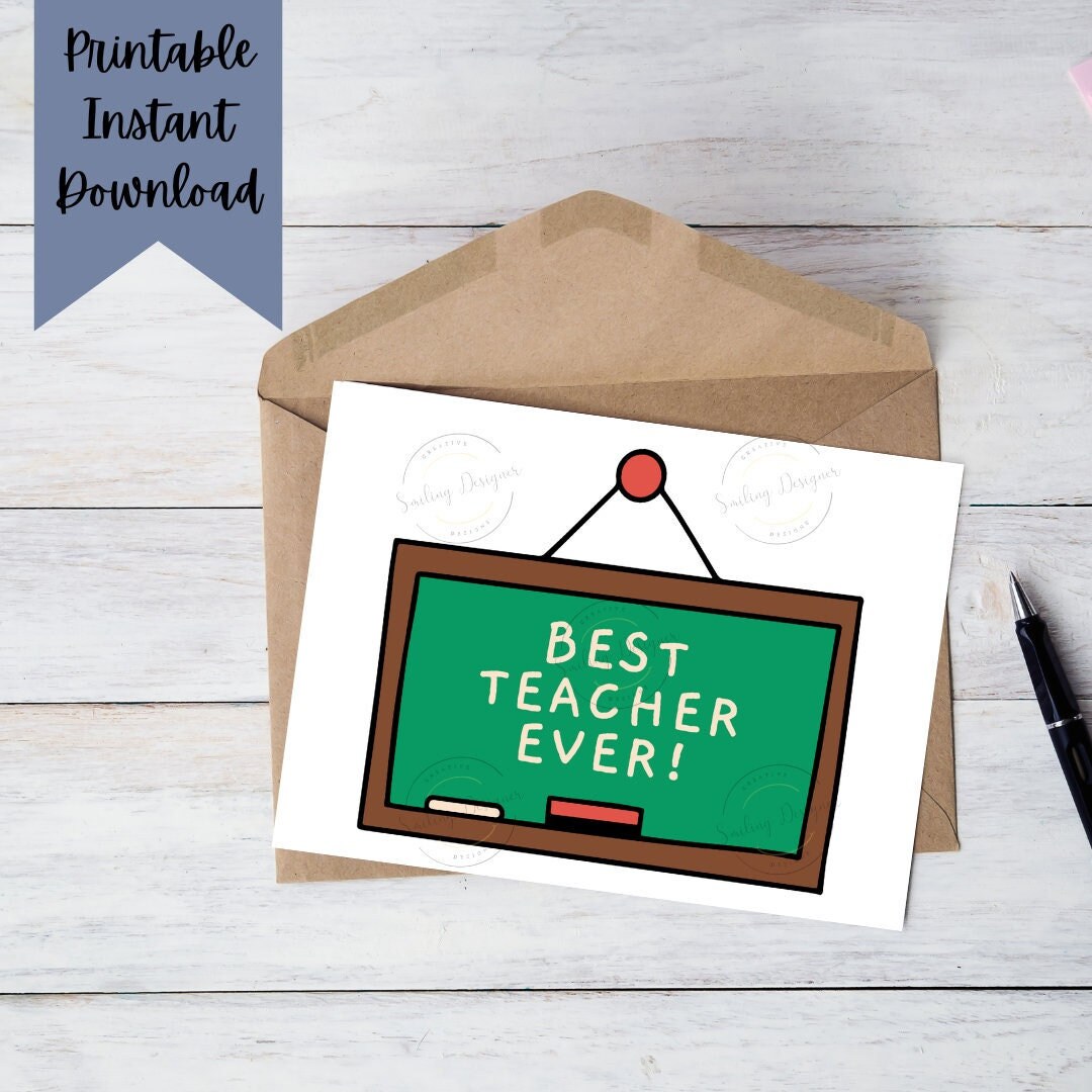 Best Teacher Ever Card Printable Instant Download Teacher - Etsy