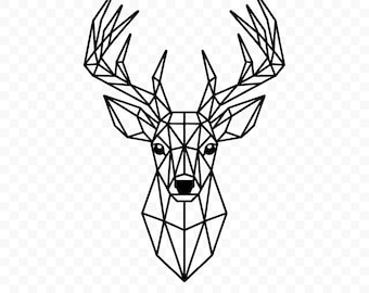 Geometrische hertenkop SVG: geometrische herten gesneden bestand voor Cricut, geometrische hertenkop PNG, digitale download, afdrukbare clipart, commercieel gebruik