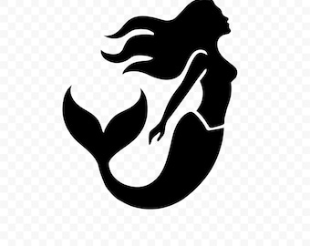 Mermaid Silhouette SVG: Cut File for Cricut, Silhouette, Digital Download, Printable Clipart, Ocean Fantasy Art