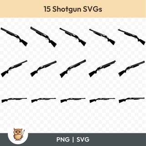 Shotgun SVG Bundle, Shotgun Clipart, 15 Shotgun Cut Files for Cricut, PNG and SVG, Vector Image Cut Files, Printable