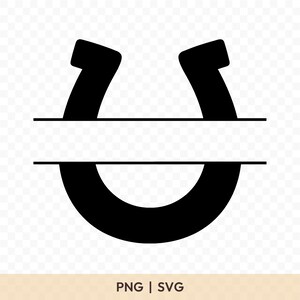 Peut inclure: Un fer à cheval noir avec une ligne horizontale au centre. L'image comprend le texte "PNG | SVG" en bas. Le fer à cheval est un symbole de chance, souvent utilisé dans les projets d'artisanat et de design.