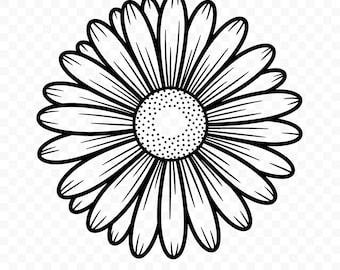 Daisy Flower SVG : fichier de coupe Daisy pour Cricut, Daisy contour, sublimation, gravure laser, clipart fleur, design floral