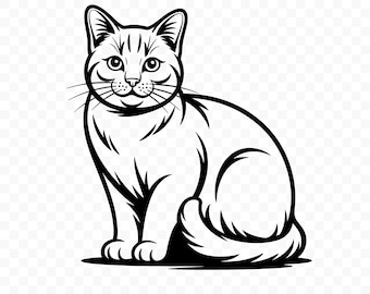 Cat SVG: Cat Cut File, Cat PNG, Cat Silhouette, Cat Cricut, Cat Clipart, Cat Vector, Cat Printable, Feline Design