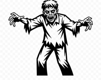 Zombie SVG: Cut File for Cricut, Silhouette, Digital Download, Printable Clipart, Halloween Art, Zombie Vector, Zombie PNG