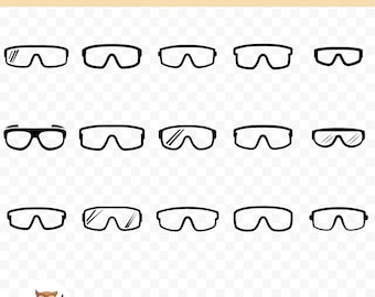 Paquete SVG de gafas de seguridad, clipart de gafas de seguridad, 15 archivos de corte de gafas de seguridad para Cricut, PNG y SVG, archivos de corte de imágenes vectoriales, imprimibles