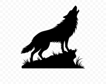 Sylwetka wyjącego wilka SVG: Plik wycinany wilkiem, Wilk PNG, Sylwetka wilka, Wilk Cricut, Clipart wilka, Wektor wilka, Wilk do druku