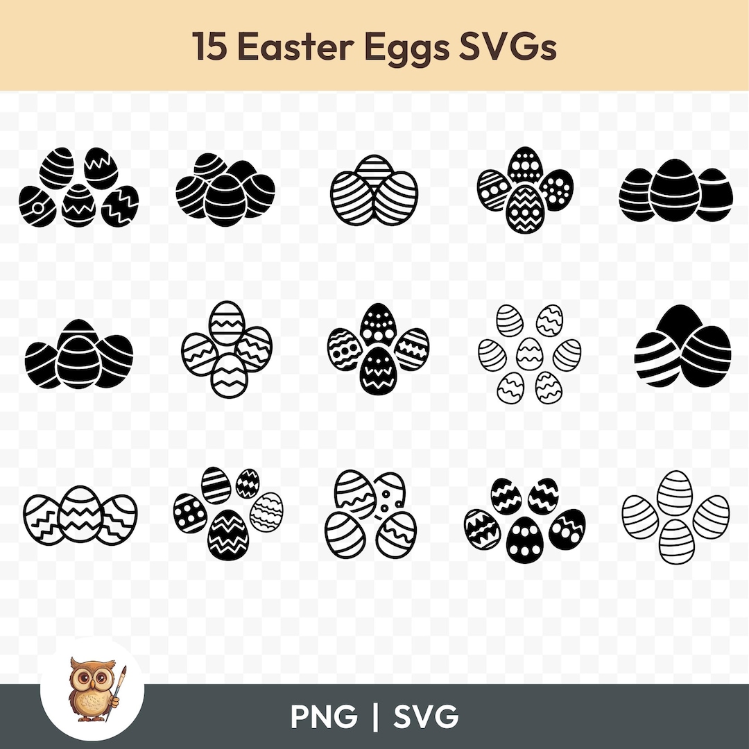 Easter Eggs SVG Bundle, Easter Eggs Clipart, 15 Easter Cut Files for ...