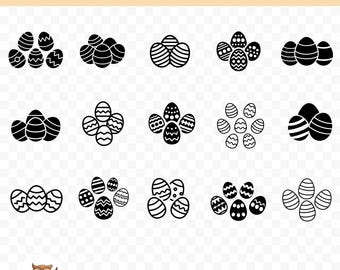 SVG-bundel paaseieren, clipart voor paaseieren, 15 gesneden Pasen-bestanden voor Cricut, PNG en SVG, gesneden vectorafbeeldingsbestanden, afdrukbaar