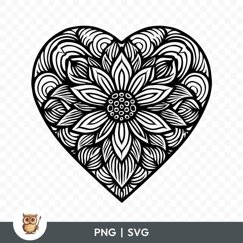 Heart Mandala SVG Bundle, Heart Mandalas Clipart, 15 Heart Mandala Cut ...