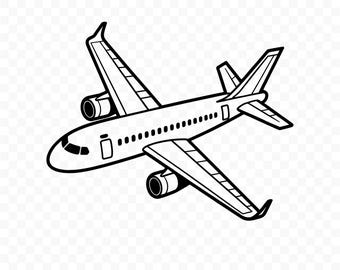 Airplane SVG: Plane Cut File for Cricut, Plane Outline, Airplane PNG, Laser Engraving, Printable Clipart, Aviation Art