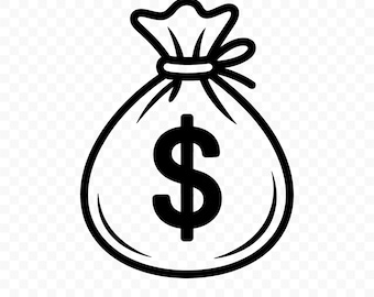 Bolsa de dinero SVG: Archivo de corte de bolsa de dinero, Bolsa de dinero PNG, Silueta de bolsa de dinero, Bolsa de dinero Cricut, Clipart de bolsa de dinero