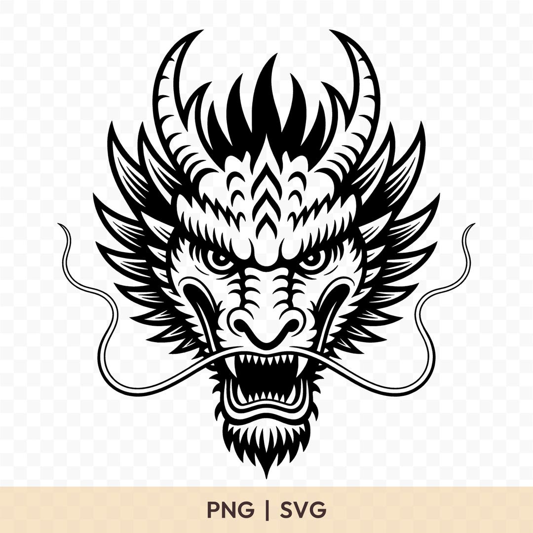 Chinese Dragon Head SVG: Cut File for Cricut, Silhouette, Digital ...
