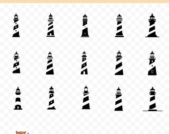 Lighthouse SVG Bundle, Lighthouse Clipart, 15 Lighthouse Cut Files for Cricut, PNG and SVG, Vector Image Cut Files, Printable