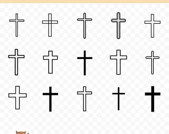 Cross SVG-bundel, Cross Clipart, 15 Christian Cross Cut-bestanden voor Cricut, PNG en SVG, gesneden vectorafbeeldingsbestanden, afdrukbaar