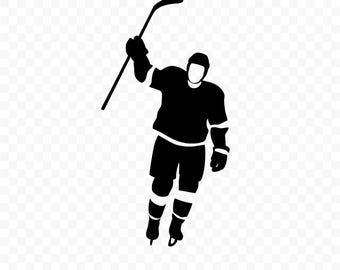 Hockeyspieler Silhouette SVG: Hockeyspieler Schnittdatei, Hockeyspieler PNG, Hockeyspieler Cricut, Hockey Clipart