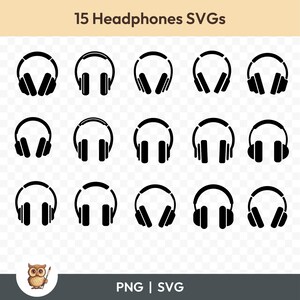 Headphones SVG Bundle, Headphones Clipart, 15 Headphones Cut Files for Cricut, PNG and SVG, Vector Image Cut Files, Printable