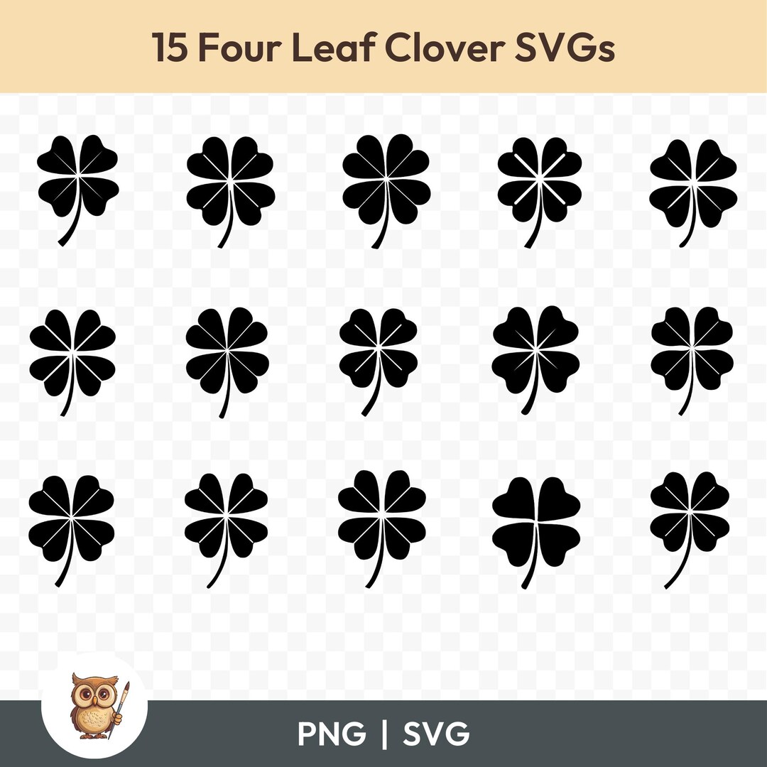 Four Leaf Clover SVG Bundle, Four Leaf Clover Clipart, 15 Clover Cut ...