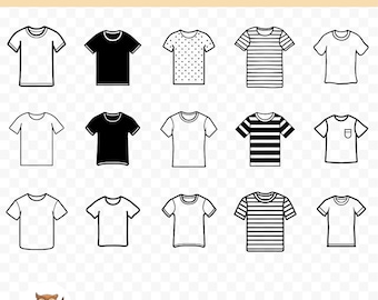 Lot de t-shirts SVG, clipart t-shirt, 15 fichiers de coupe t-shirt pour Cricut, PNG et SVG, fichiers de coupe Image vectorielle, imprimable