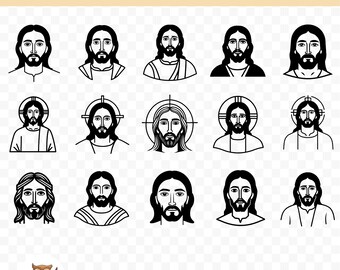 Paquete SVG de Jesús, imágenes prediseñadas de Jesús, 15 archivos de corte de Cristo para Cricut, PNG y SVG, archivos de corte de imágenes vectoriales, imprimibles