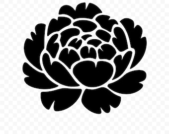 Peony Silhouette SVG: Cut File for Cricut, Silhouette, Digital Download, Printable Clipart, Flower Vector, Commercial Use