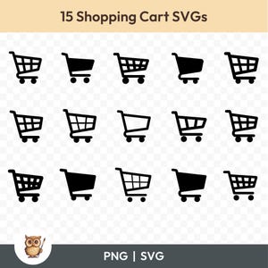 Shopping Cart SVG Bundle, Shopping Cart Clipart, 15 Cart Cut Files for Cricut, PNG and SVG, Vector Image Cut Files, Printable