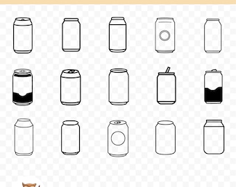 Drink Can SVG Bundle, Drink Can Clipart, 15 Drink Can Cut Files for Cricut, PNG and SVG, Vector Image Cut Files, Printable