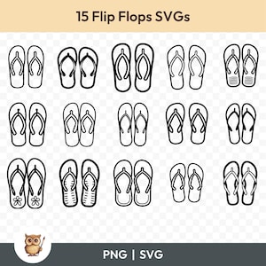 Flip Flops SVG Bundle, Flip Flops Clipart, 15 Flip Flops Cut Files for Cricut, PNG and SVG, Vector Image Cut Files, Printable