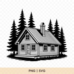 Mountain Cabin SVG: Cut File for Cricut, Silhouette, Digital Download, Printable Clipart, Commercial Use